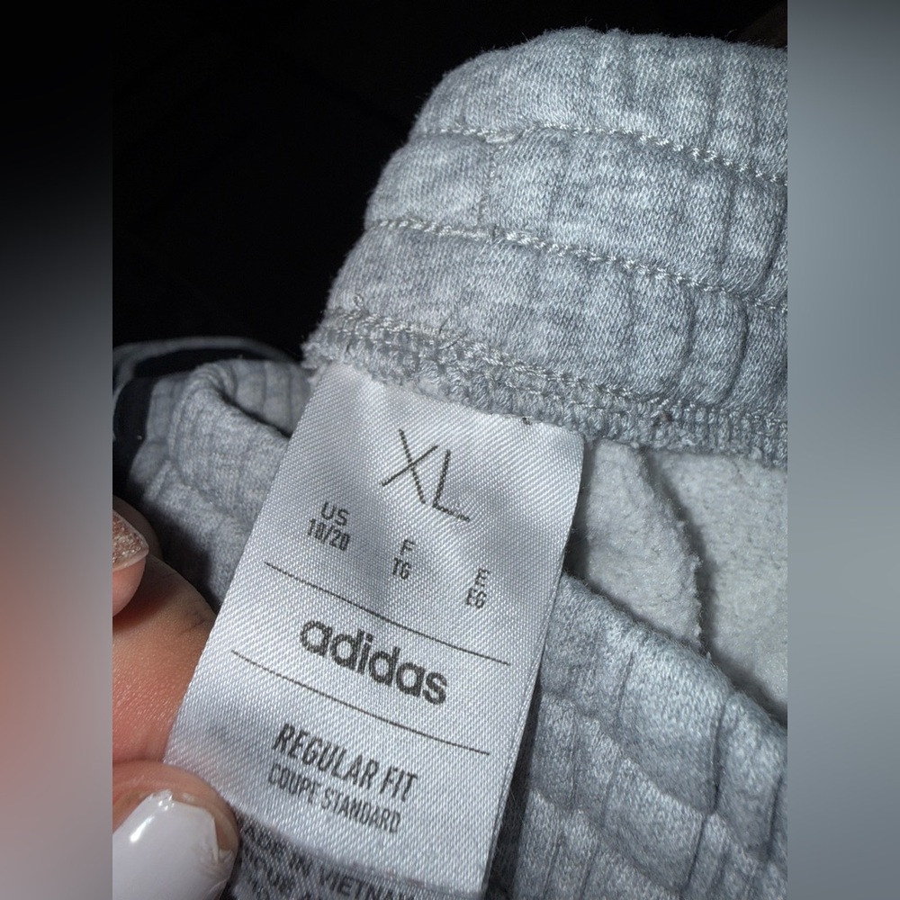 Adidas Kids Light Gray Joggers with Black Stripes - Picture 3 of 3